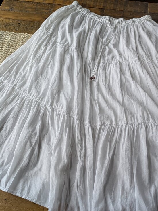 White Stag Dresses & Skirts - White stag long white cotton skirt elastic waist drawstring size M #303